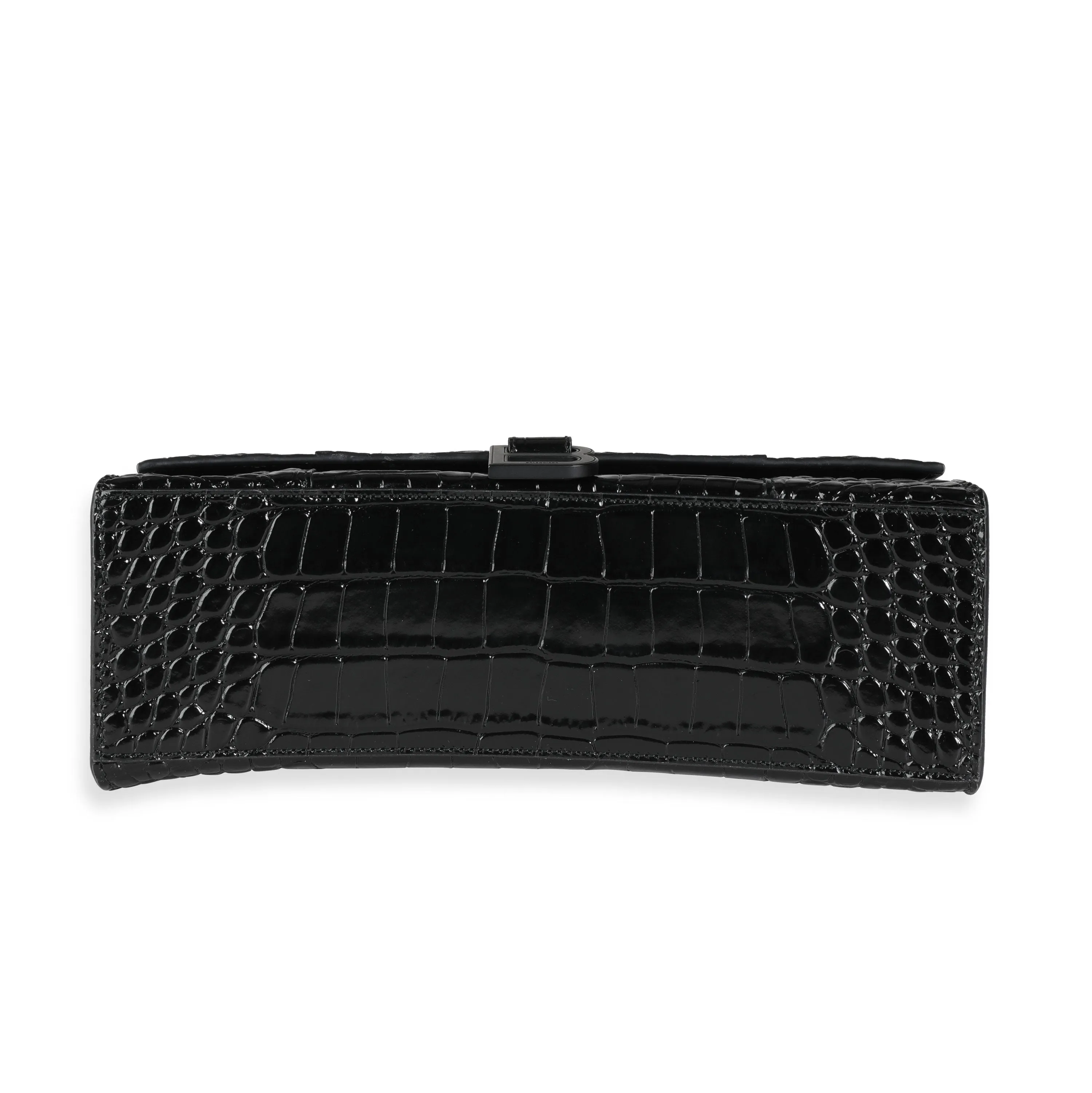 Balenciaga Black Crocodile-Embossed Medium Hourglass Bag