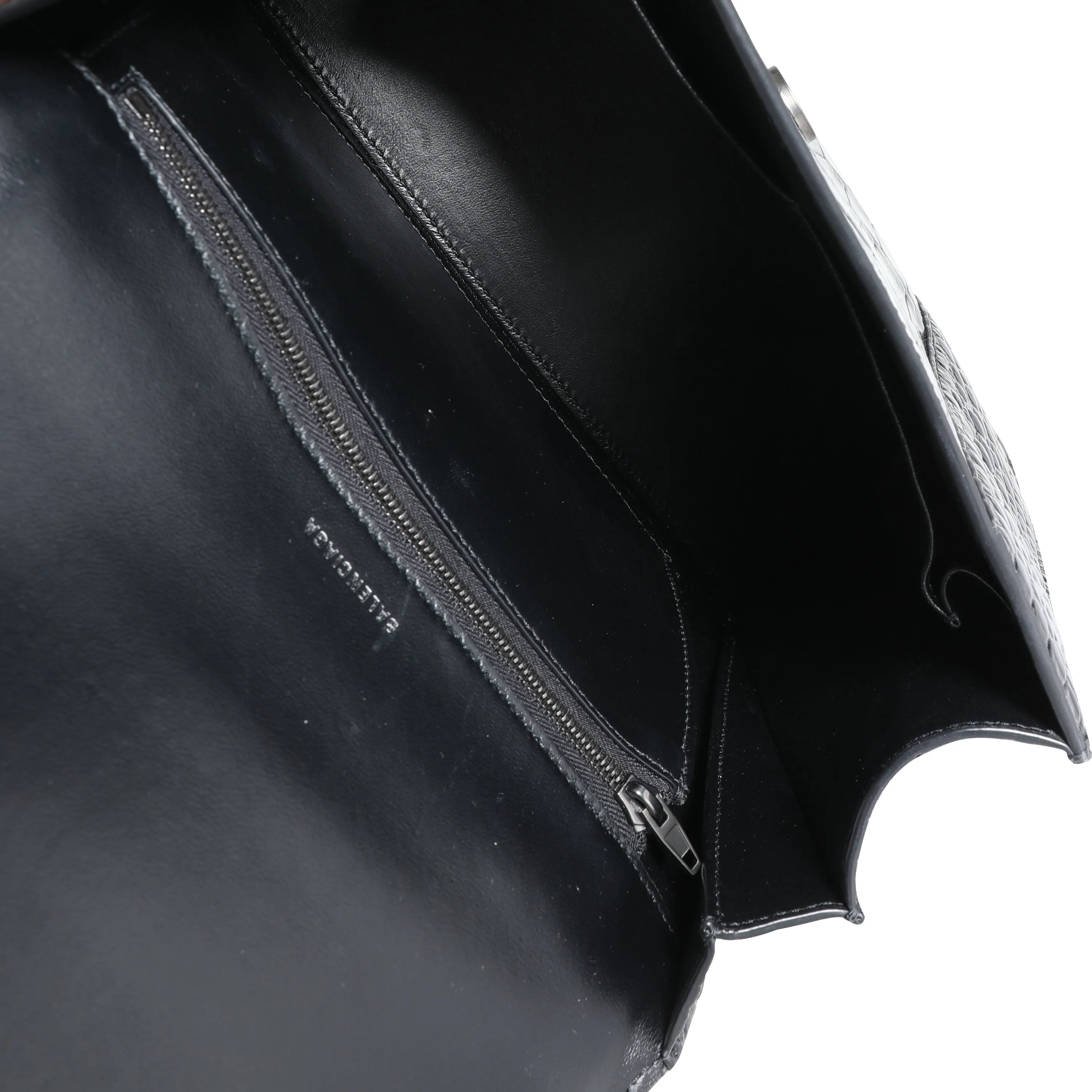 Balenciaga Black Crocodile-Embossed Medium Hourglass Bag