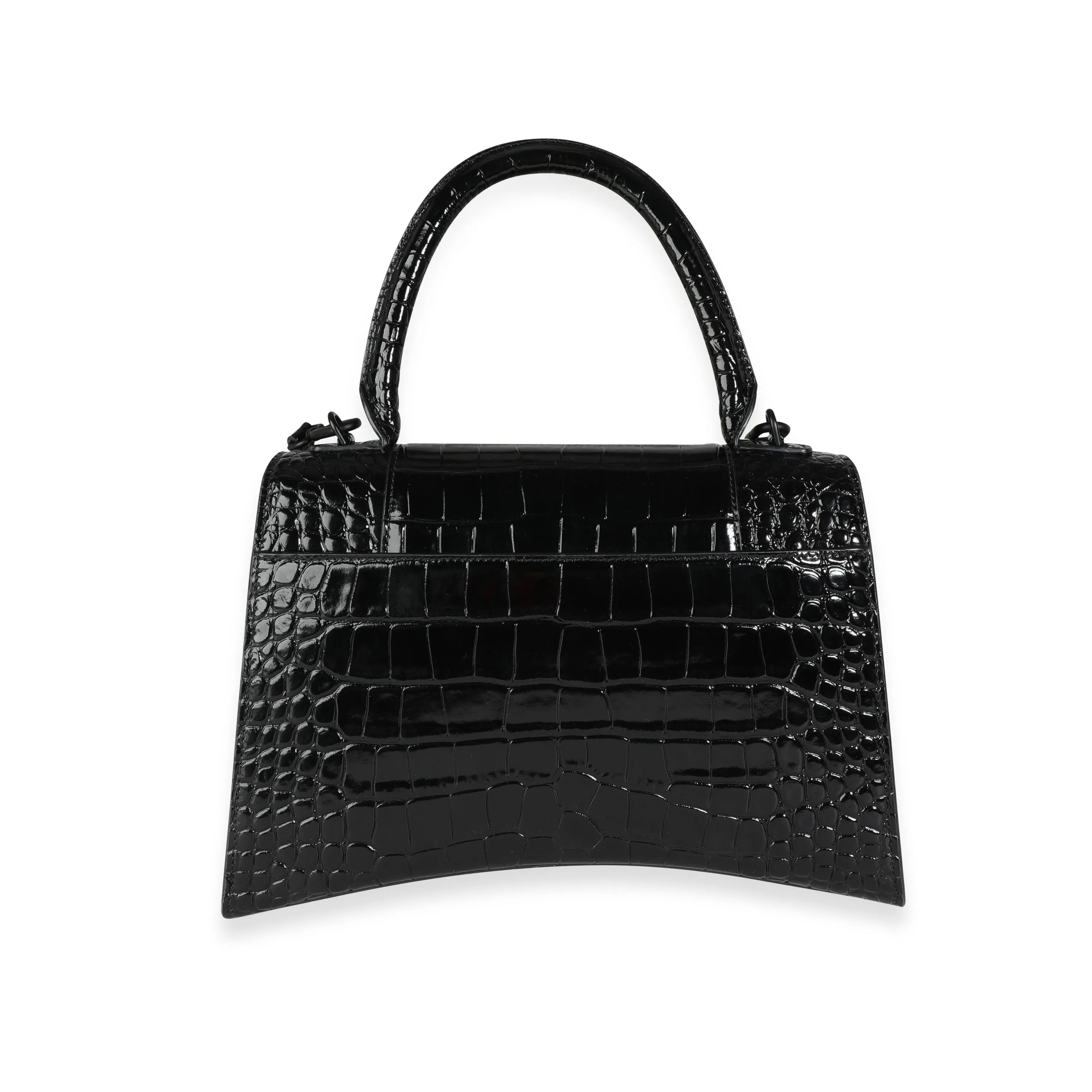 Balenciaga Black Crocodile-Embossed Medium Hourglass Bag