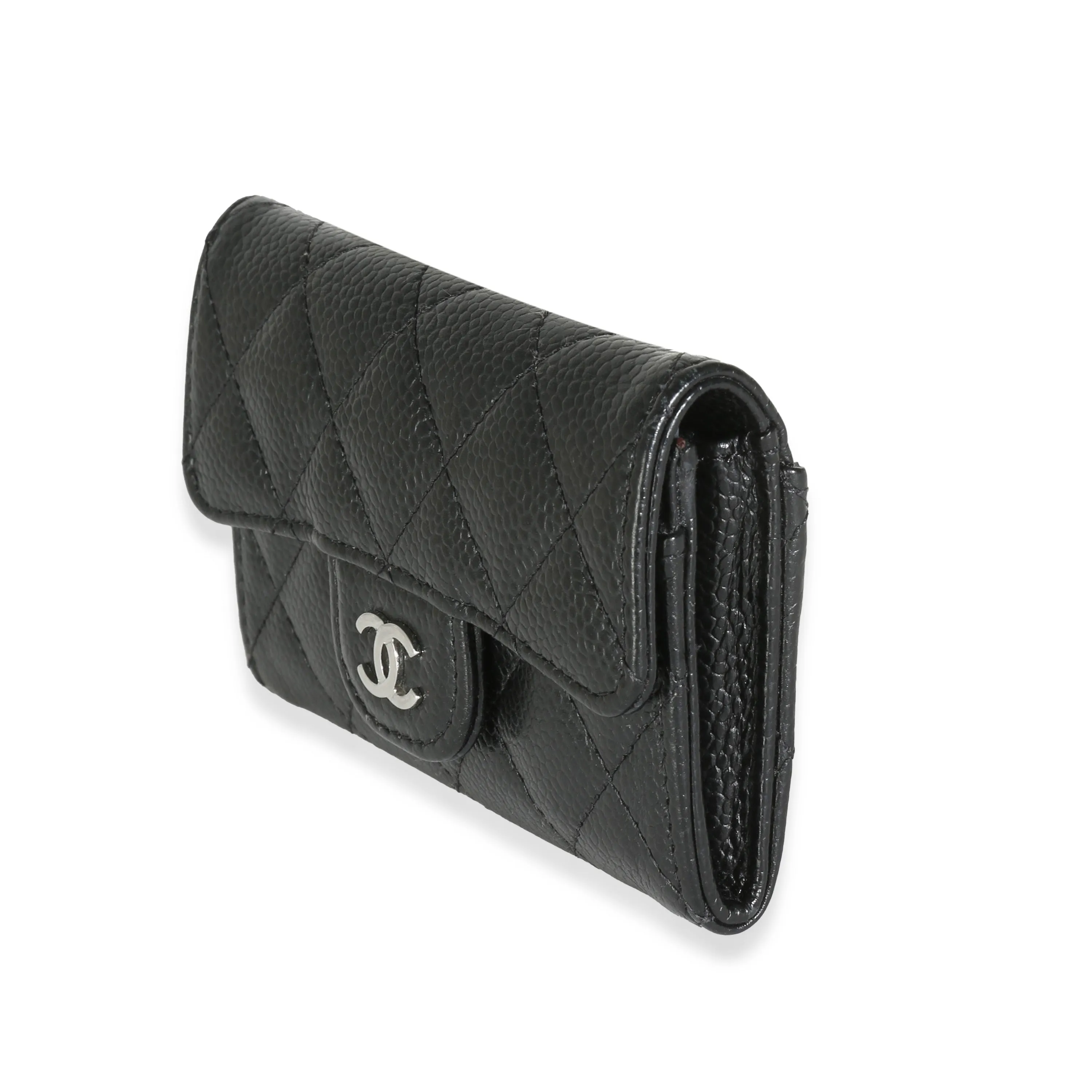Black Quilted Caviar Classic Card Holder