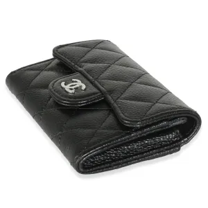 Black Quilted Caviar Classic Card Holder
