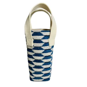Blue Geometric Wine Tote (Single Bottle)