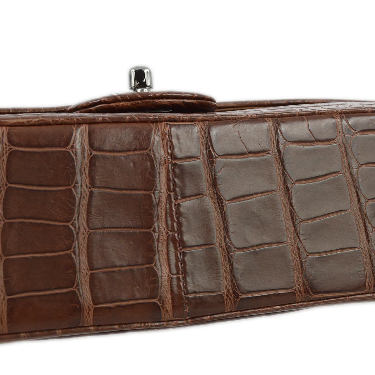 Chanel * 2001-2003 Brown Crocodile Medium Classic Double Flap SHW