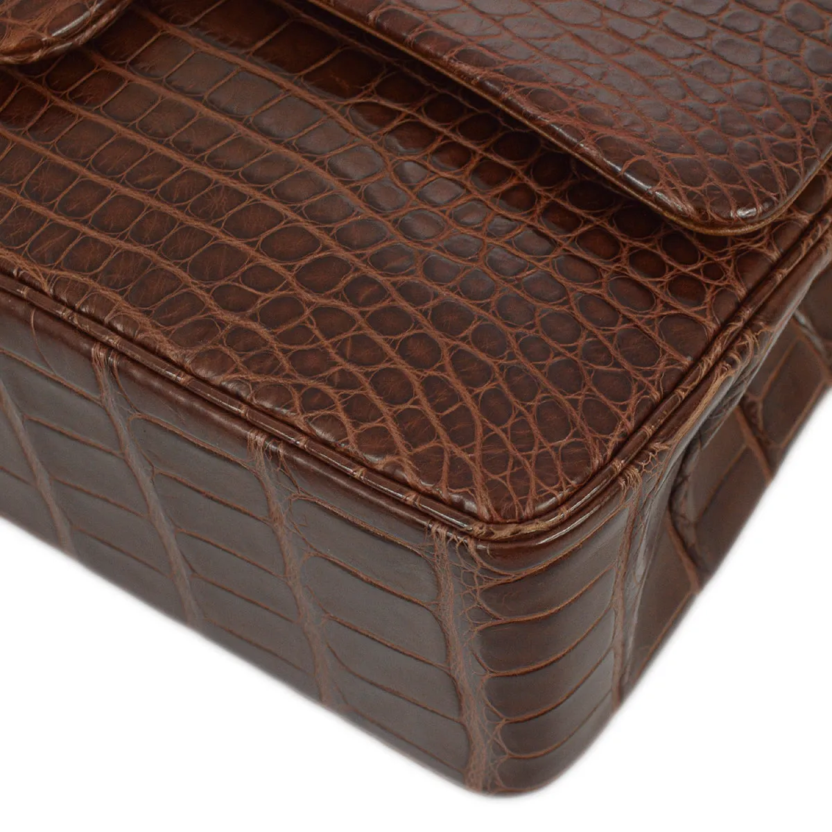 Chanel * 2001-2003 Brown Crocodile Medium Classic Double Flap SHW