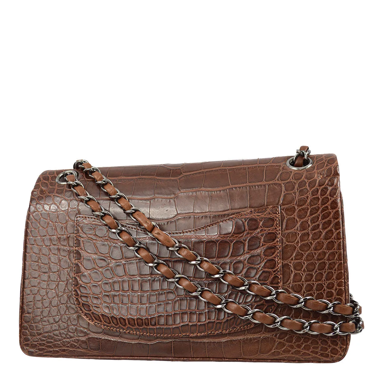 Chanel * 2001-2003 Brown Crocodile Medium Classic Double Flap SHW