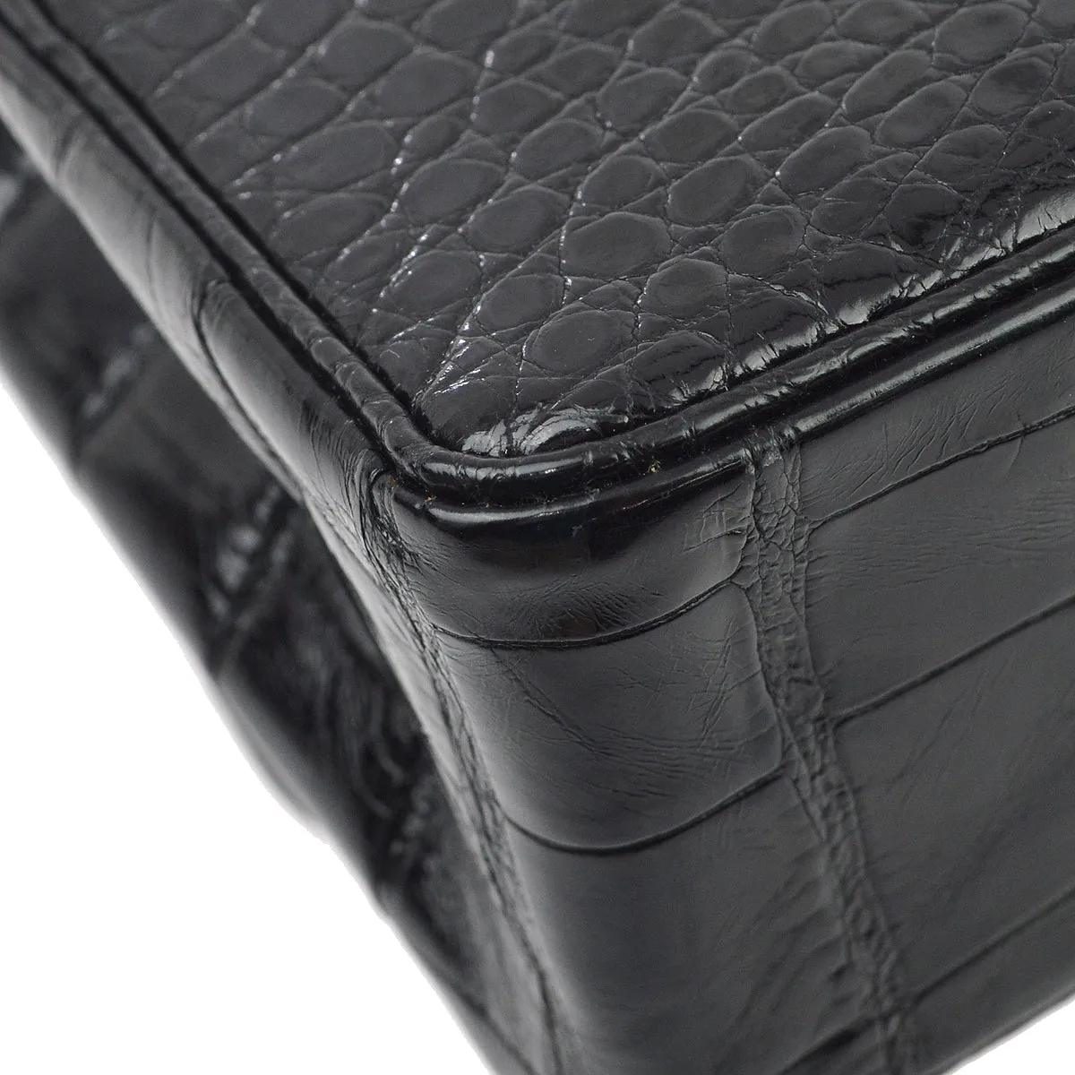 Chanel * Black Crocodile Medium Classic Double Flap Shoulder Bag