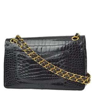 Chanel * Black Crocodile Medium Classic Double Flap Shoulder Bag