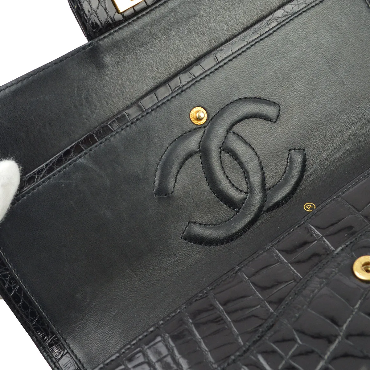 Chanel * Black Crocodile Medium Classic Double Flap Shoulder Bag