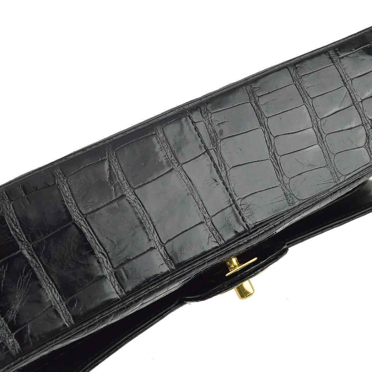 Chanel * Black Crocodile Medium Classic Double Flap Shoulder Bag