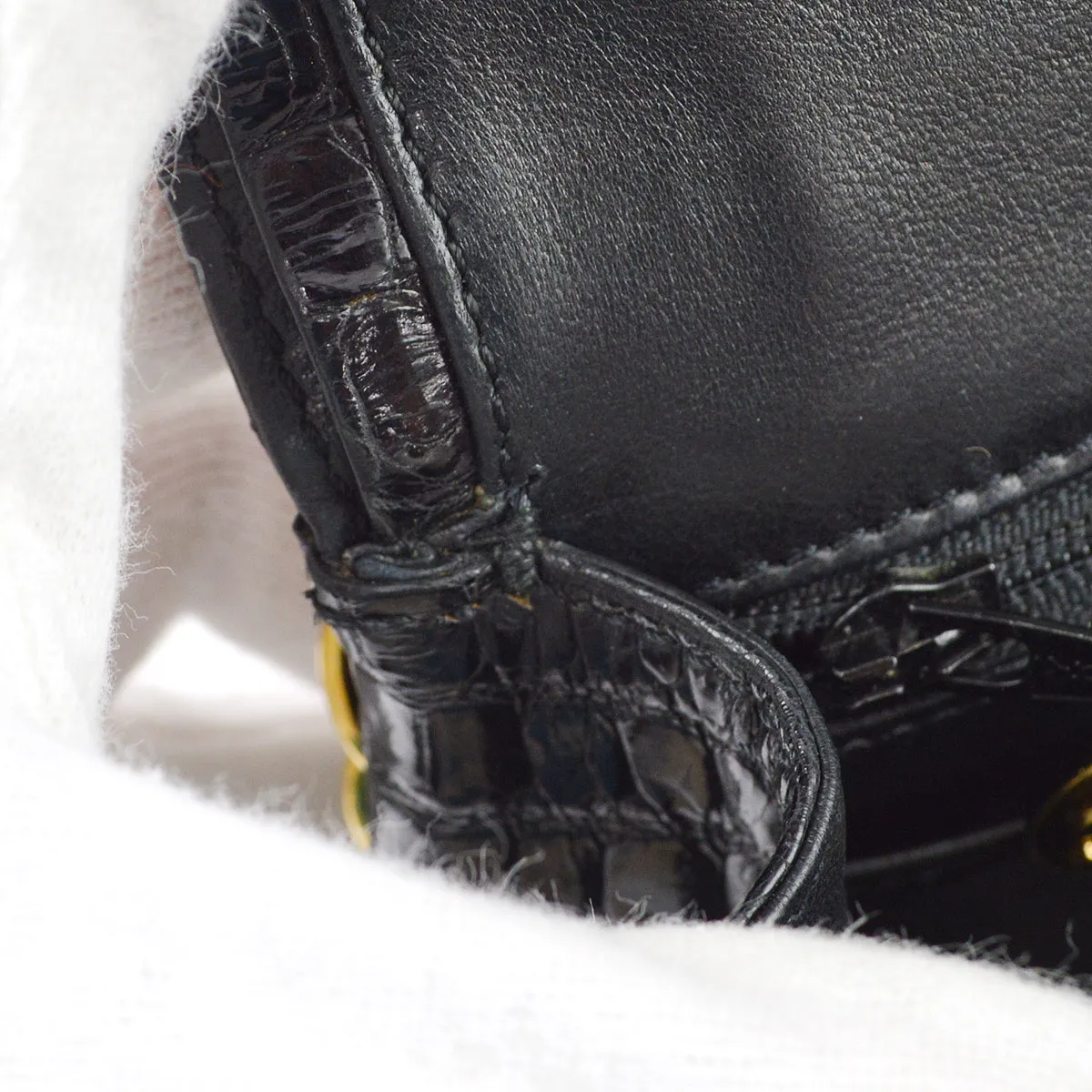 Chanel * Black Crocodile Medium Classic Double Flap Shoulder Bag