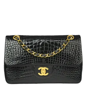 Chanel * Black Crocodile Small Classic Double Flap Shoulder Bag