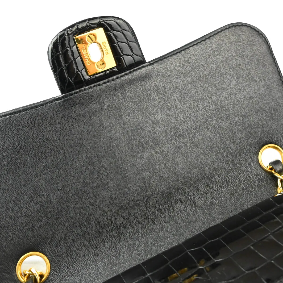 Chanel * Black Crocodile Small Classic Double Flap Shoulder Bag