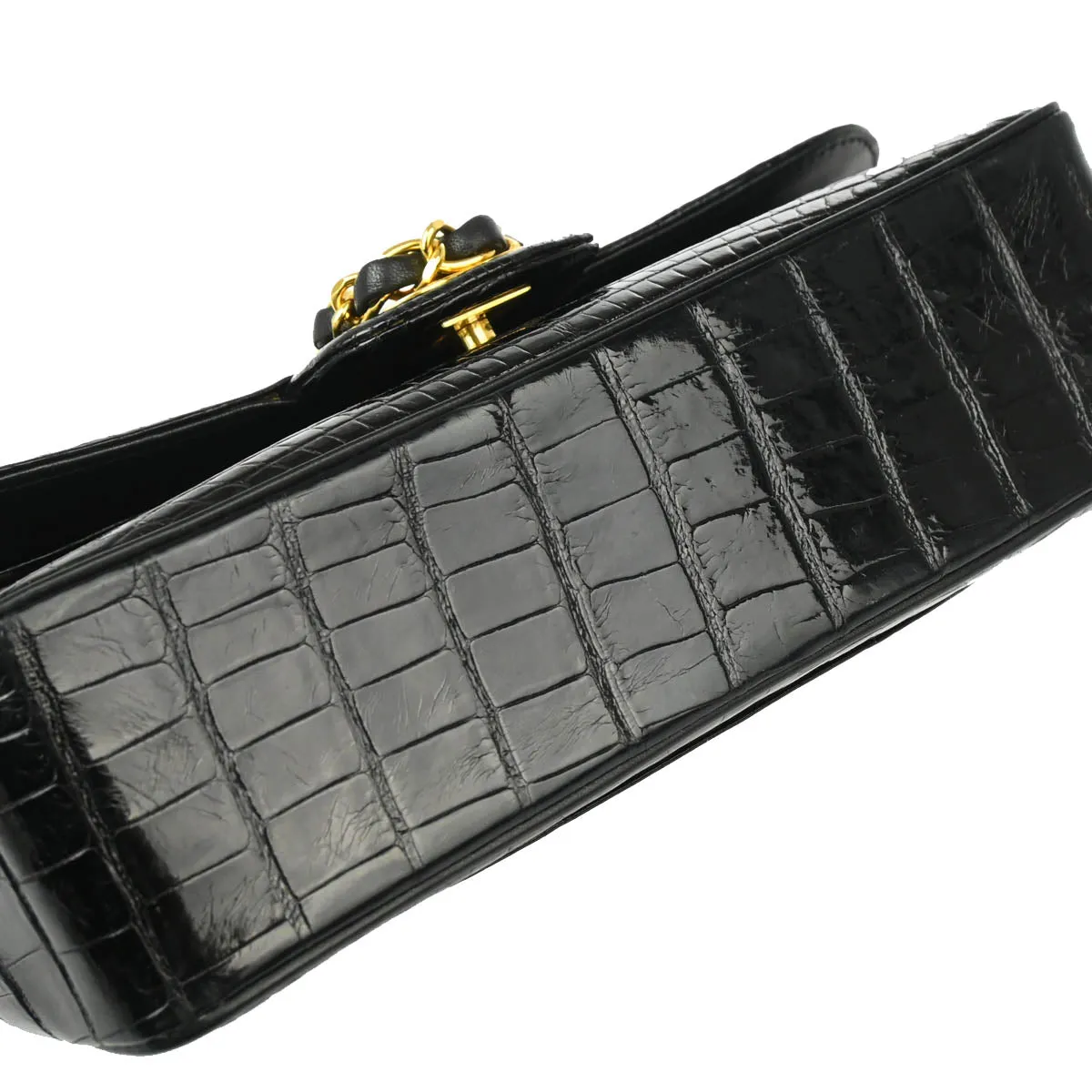 Chanel * Black Crocodile Small Classic Double Flap Shoulder Bag