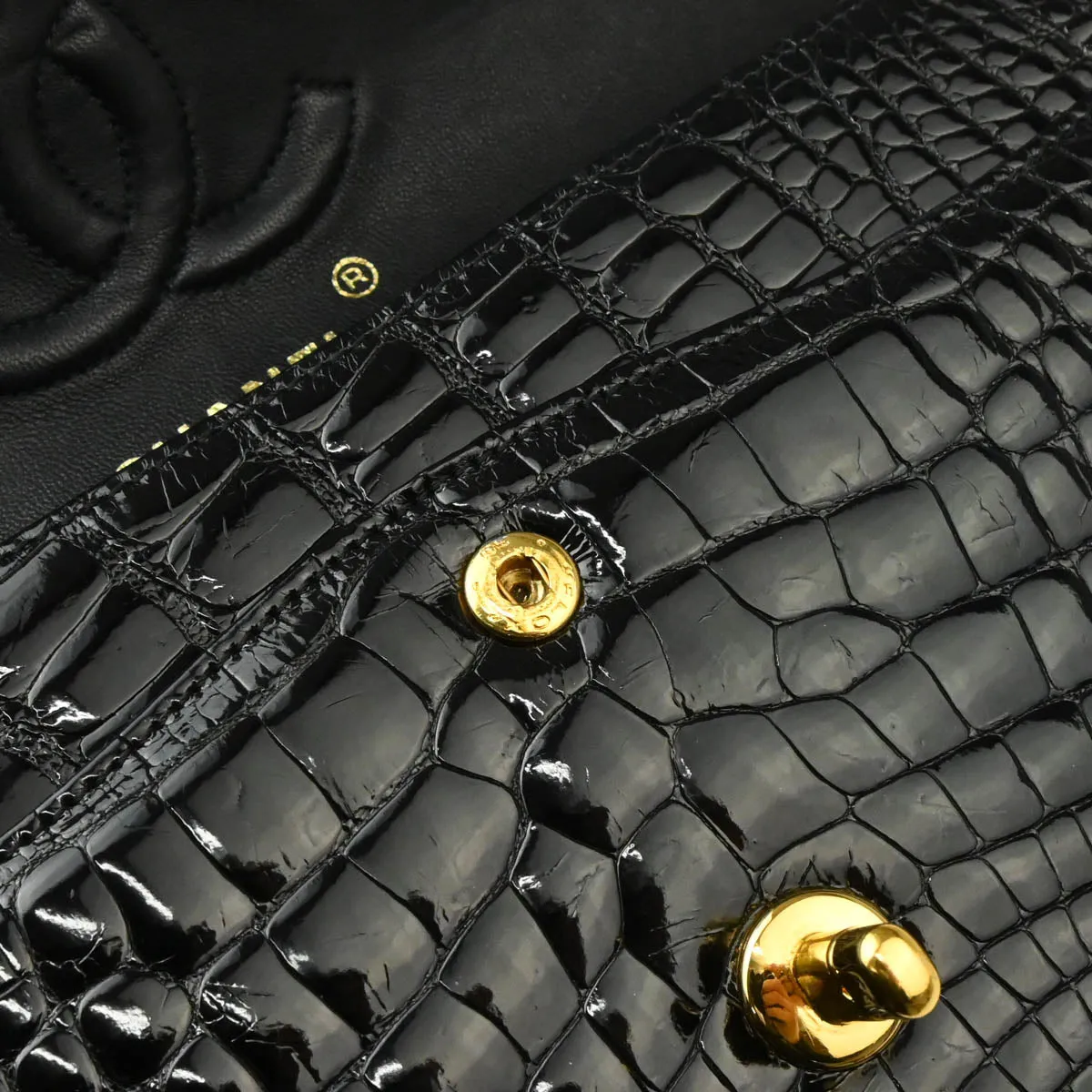 Chanel * Black Crocodile Small Classic Double Flap Shoulder Bag