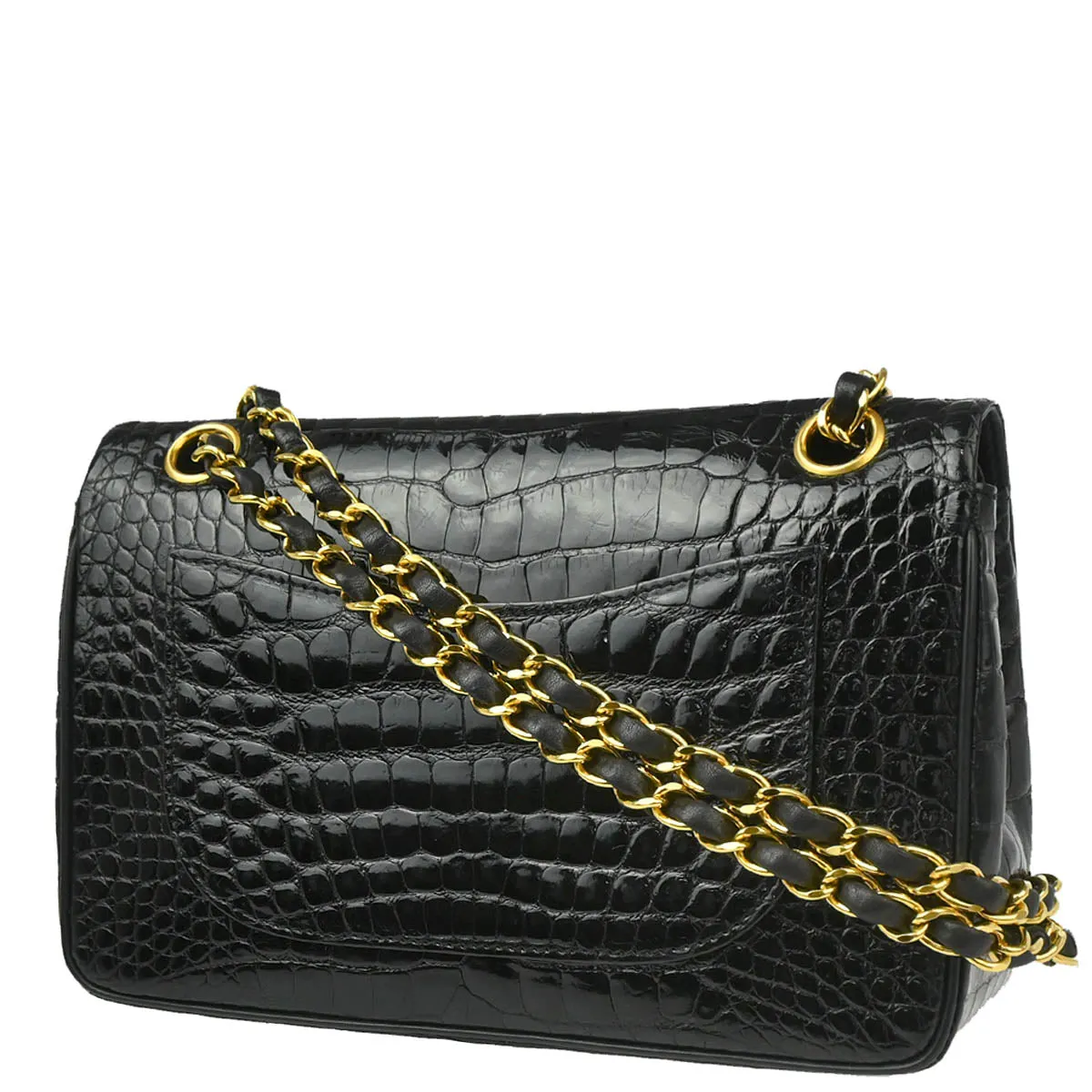 Chanel * Black Crocodile Small Classic Double Flap Shoulder Bag