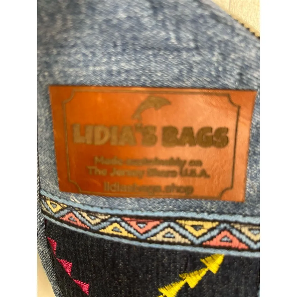 Lidia's Bags Multicolor Denim Shoulder Bag Geometric Patchwork Casual (LB478)