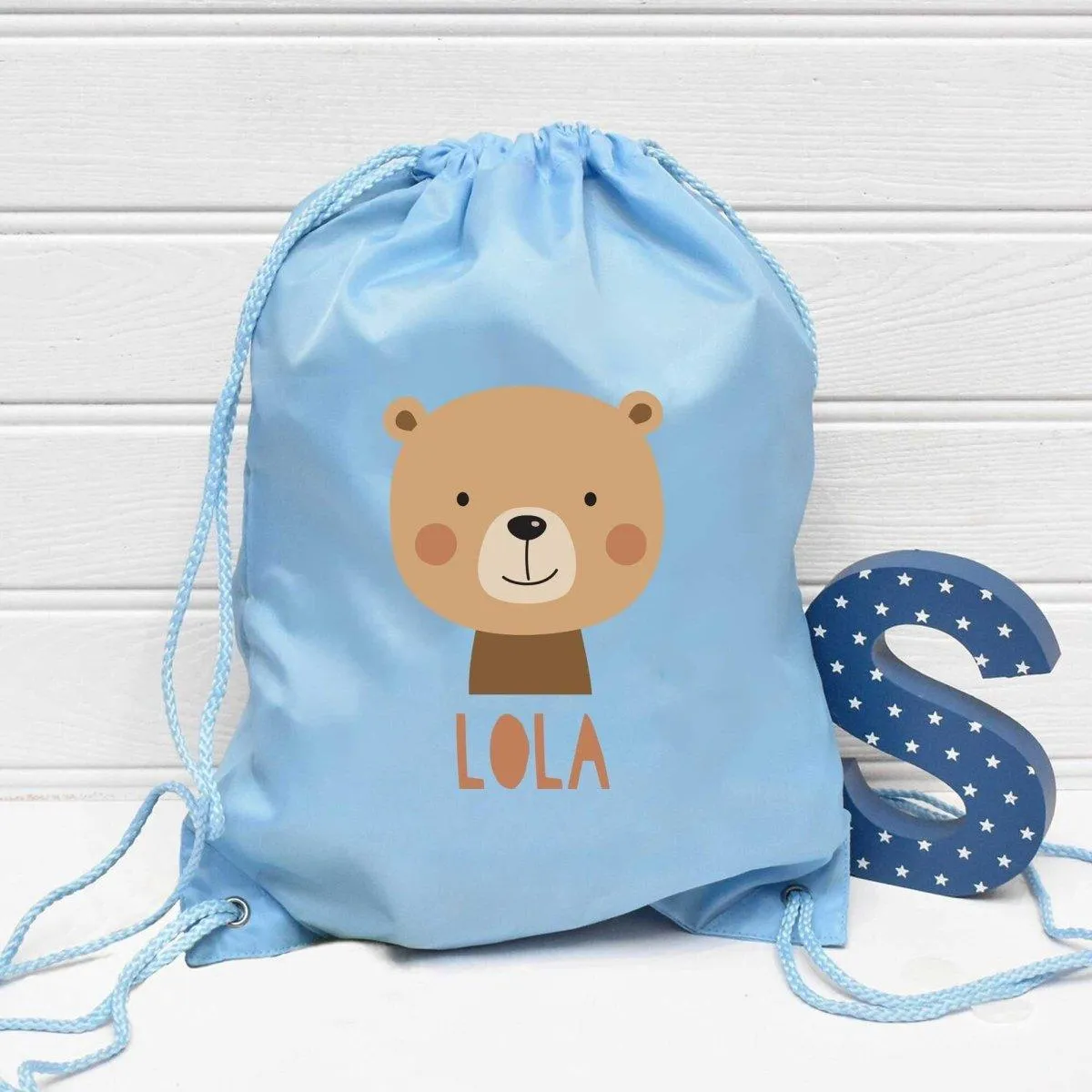 Personalised Gym Bag Kids, Boys Bear Gym Bag, Boys Drawstring Bag, School Bag, Bear School PE Bag, Bear Pump Bag, Nursery