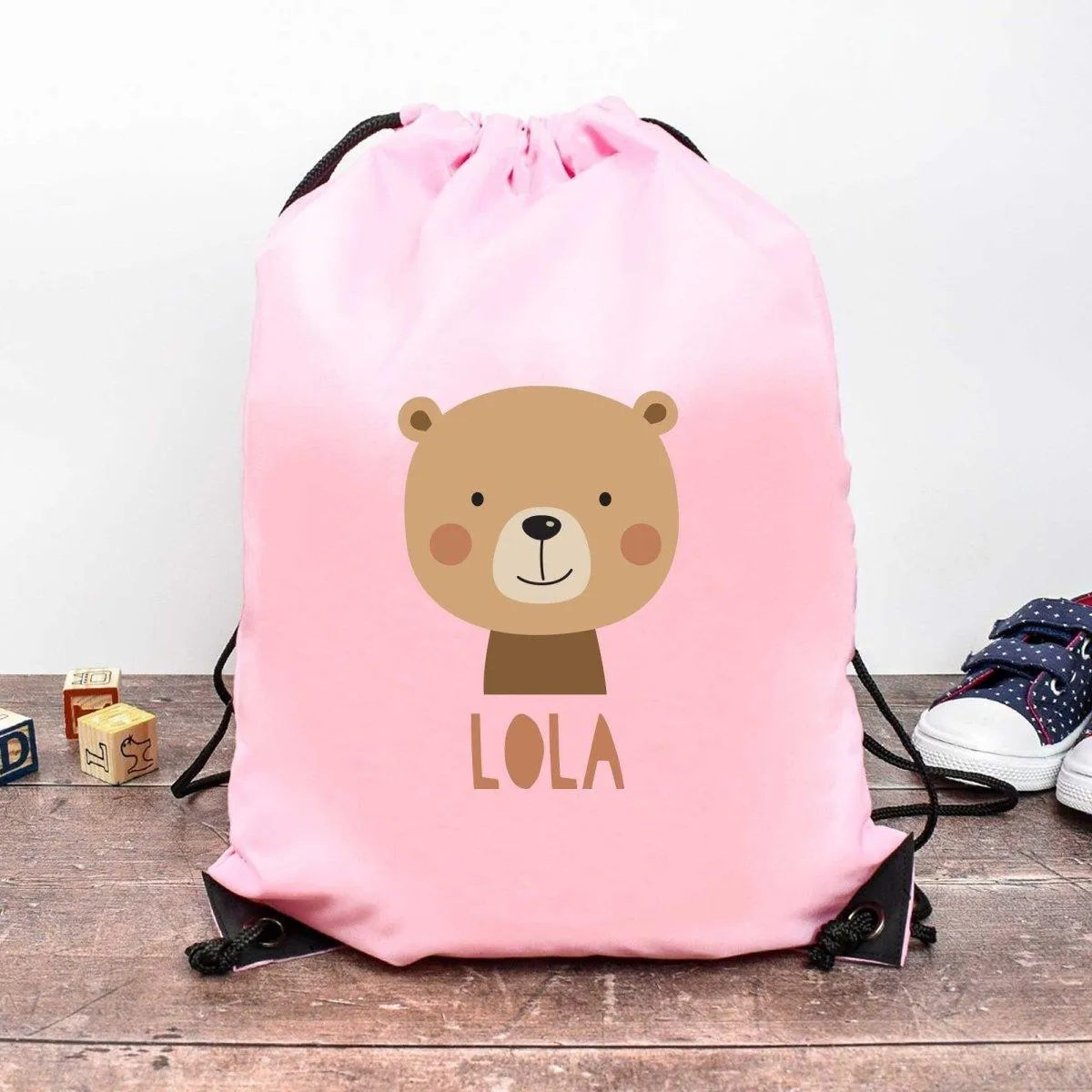 Personalised Gym Bag Kids, Boys Bear Gym Bag, Boys Drawstring Bag, School Bag, Bear School PE Bag, Bear Pump Bag, Nursery