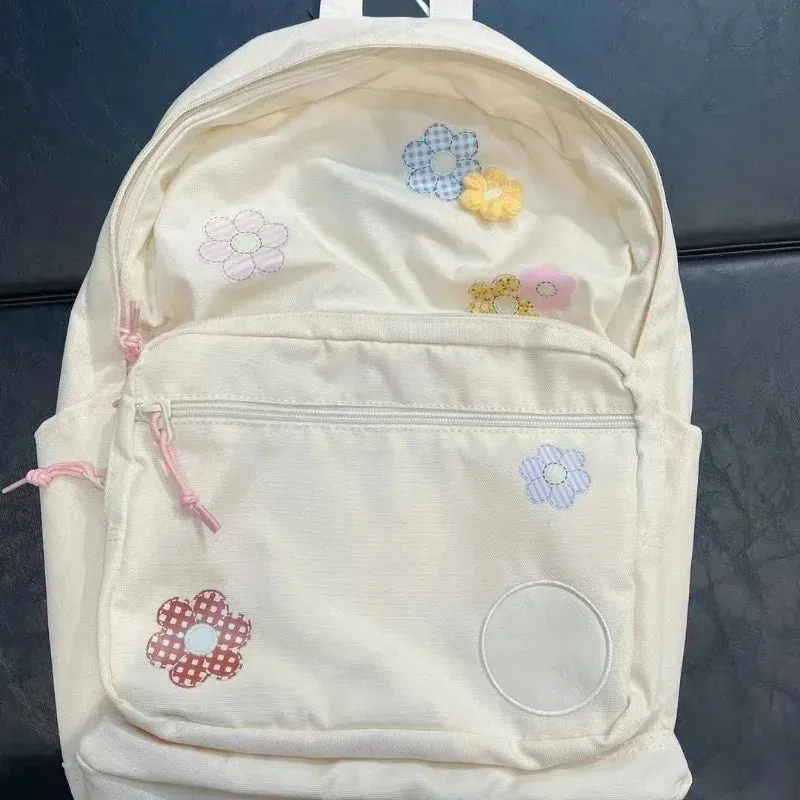 UAKISS  -  2024 Korean Floral Casual Backpacks Japanese High-capacity Schoolbags Y2k Aesthetic Fairy Women Backpack for College Students