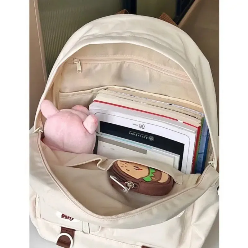 UAKISS  -  Casual Students Girl School Bag Y2k Simple Travel Bag Korean Cute Food Pendant  Aesthetic High-capacity Kawaii Backpack