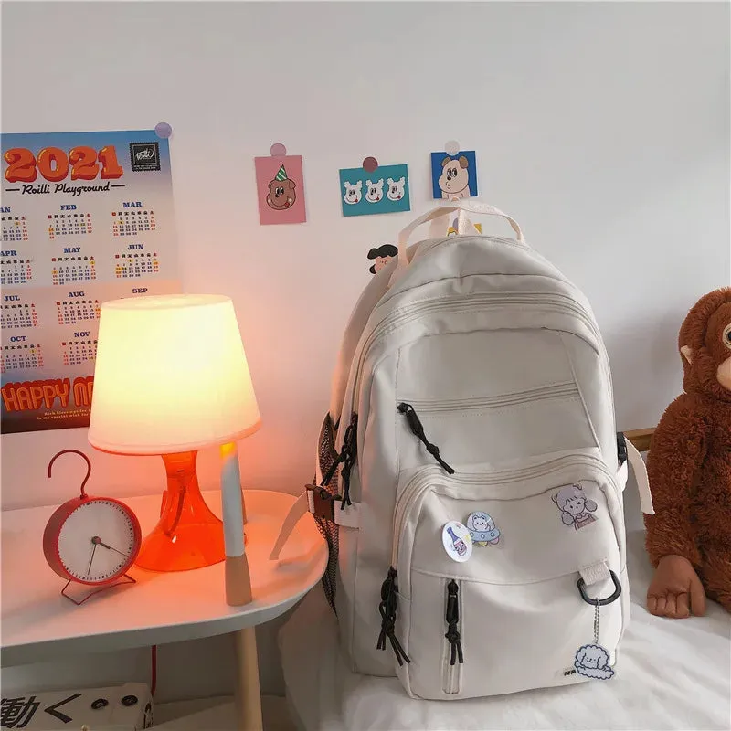 UAKISS  -  Fashion Big Student Backpack NEW Badge Rucksack Girls School Bag High Capacity Women Backpack Female Cute Leisure Travel Mochila
