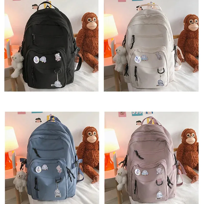 UAKISS  -  Fashion Big Student Backpack NEW Badge Rucksack Girls School Bag High Capacity Women Backpack Female Cute Leisure Travel Mochila