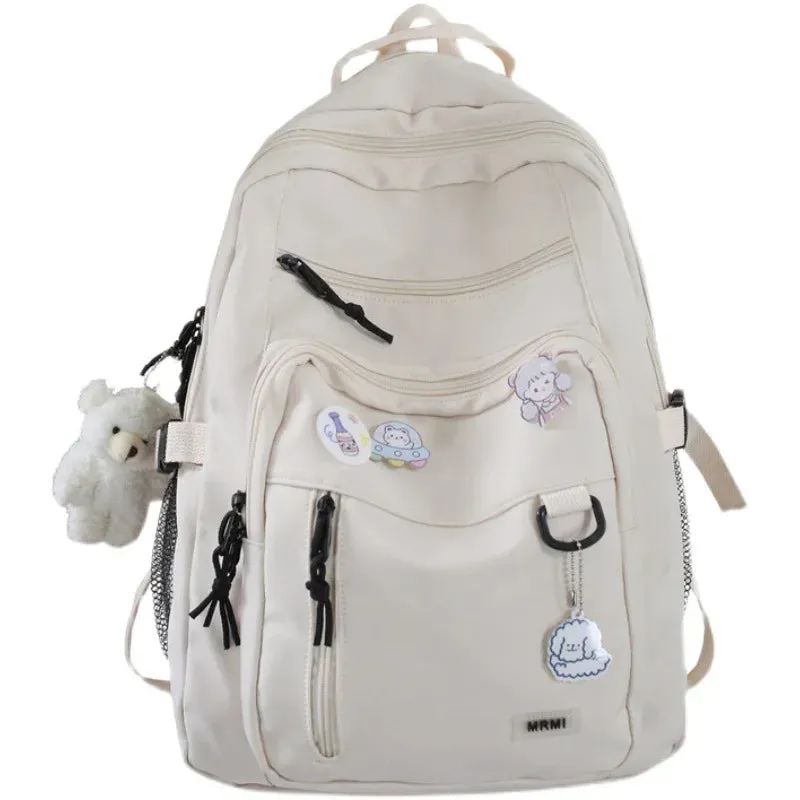 UAKISS  -  Fashion Big Student Backpack NEW Badge Rucksack Girls School Bag High Capacity Women Backpack Female Cute Leisure Travel Mochila