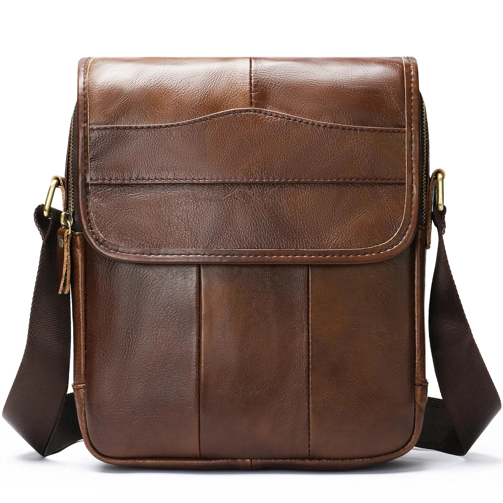 UAKISS  -  Men's Cow Leather Casual Shoulder Bag Business Chest Bag Male Sports Retro Backpack Bag