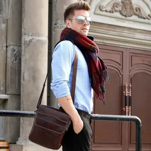 UAKISS  -  Men's Cow Leather Casual Shoulder Bag Business Chest Bag Male Sports Retro Backpack Bag